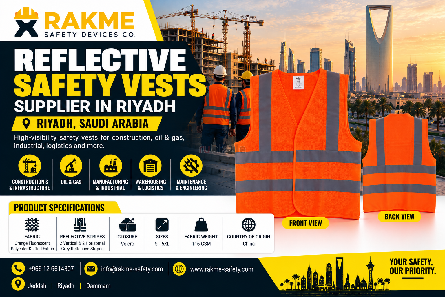 Reflective Safety Vest Supplier in Riyadh