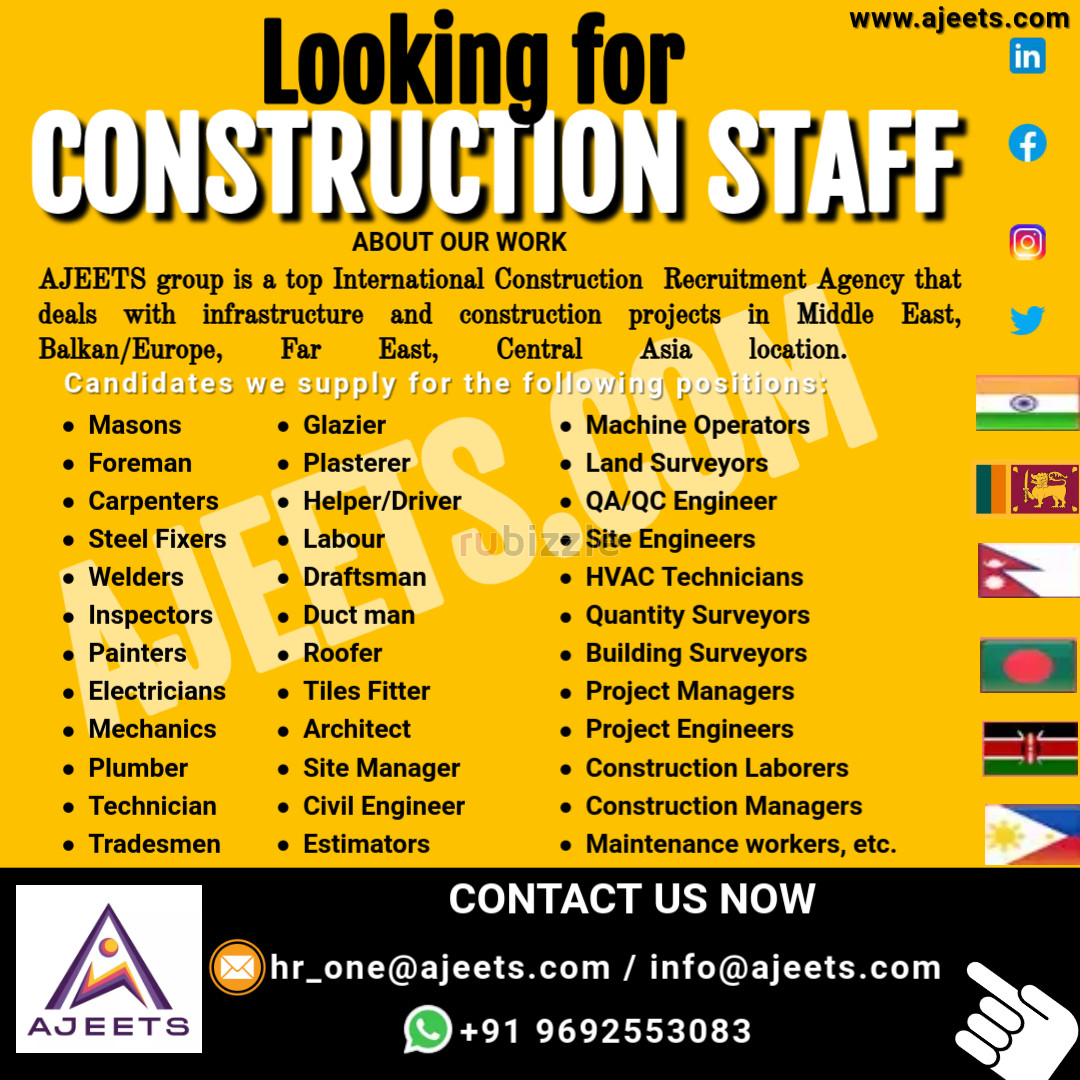 Hire Construction Workforce from Asia and Africa for Saudi Projects!