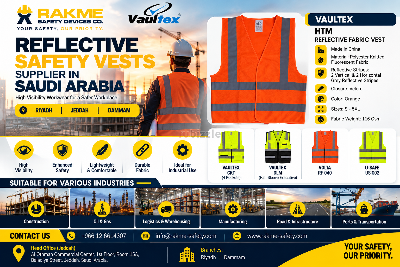 Reflective Safety Vests Supplier in Saudi Arabia