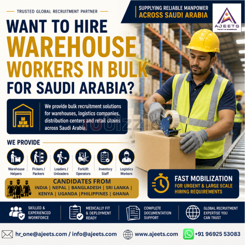 Looking for Warehouse Workers in Bulk for Saudi Arabia!!