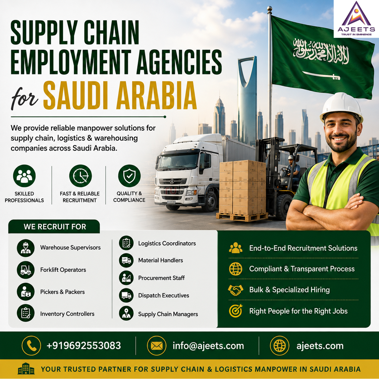 AJEETS is one of the trusted Supply Chain Employment Agencies Saudi Ar