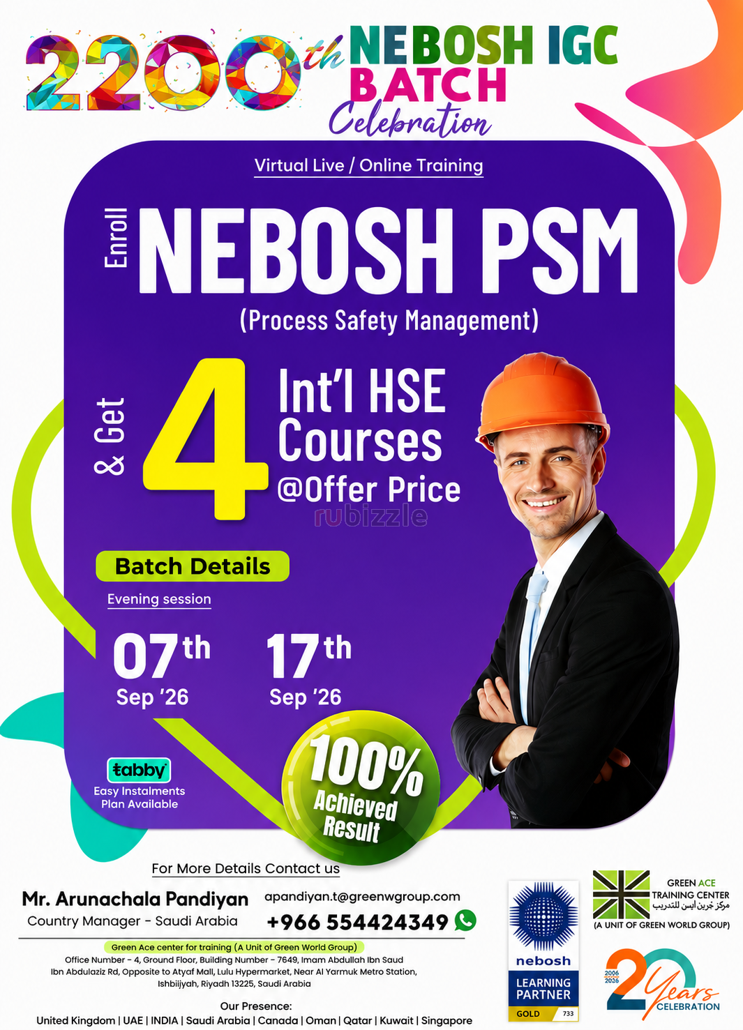 NEBOSH PSM Course in Riyadh, Saudi Arabia