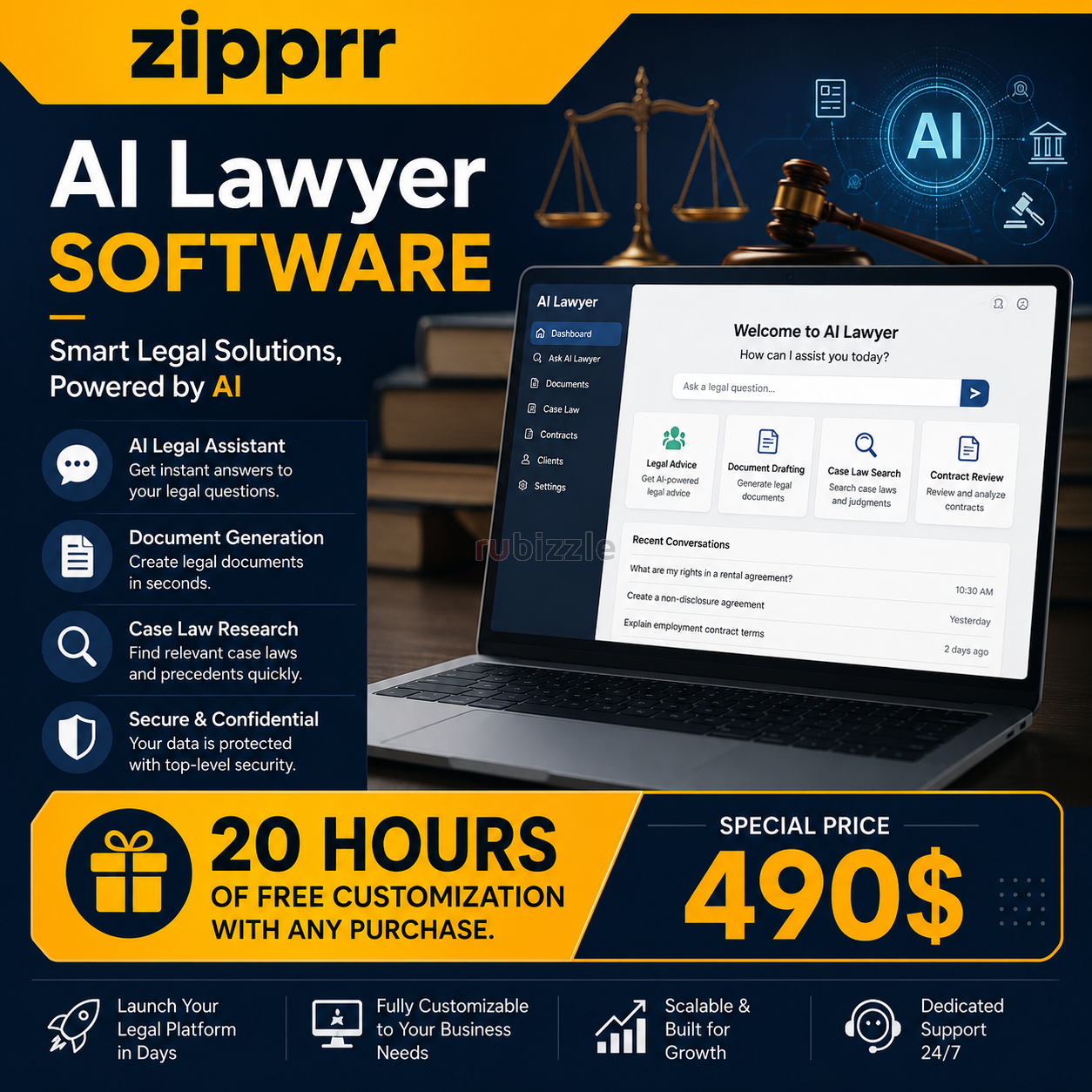 Zipprr AI Lawyer Software $490 – Launch a Legal Tech Startup in Days