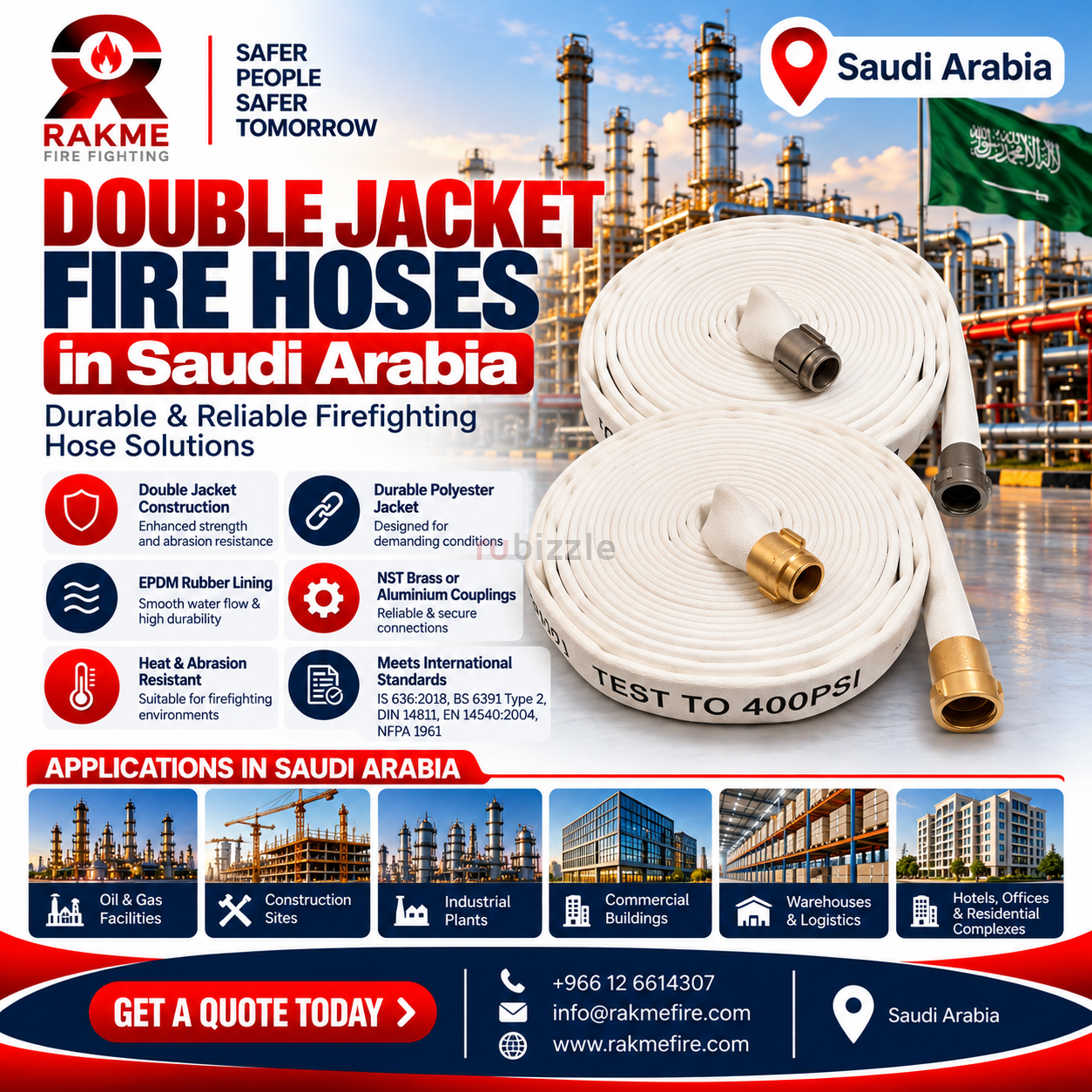 Double Jacket Fire Hoses in Saudi Arabia