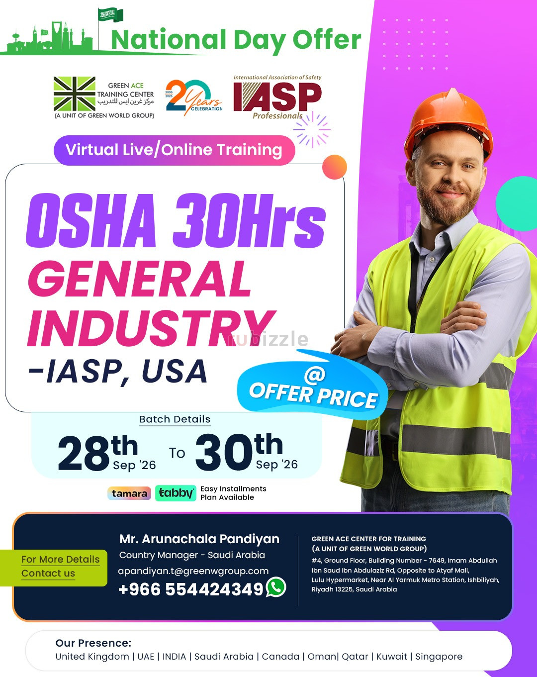 OSHA 30 Hours General Industry Course in Jubail, Saudi Arabia