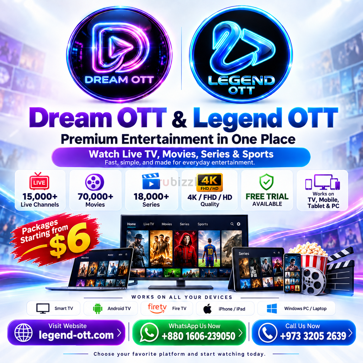 Watch Live TV, Movies, Series & Sports– Free Trial Available