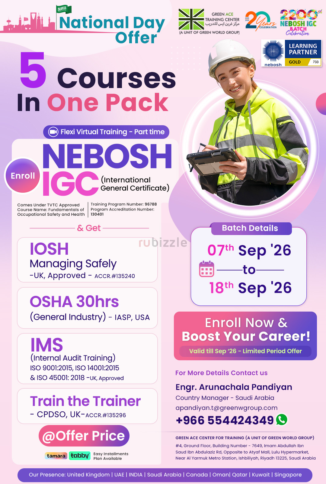 NEBOSH IGC Course in Riyadh – Exclusive Saudi National Day Career Offe